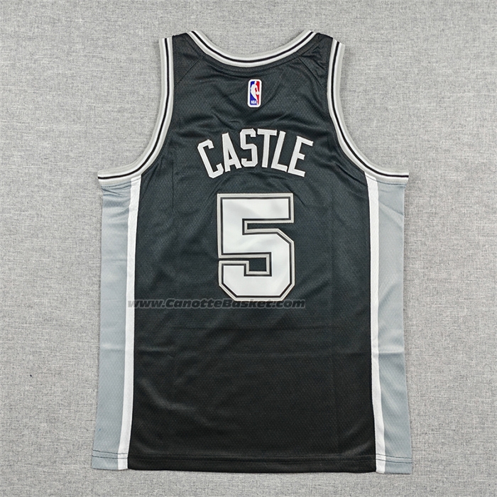 Maglia Bambino San Antonio Spurs Stephon Castle No 5 Icon 2025-26 Nero